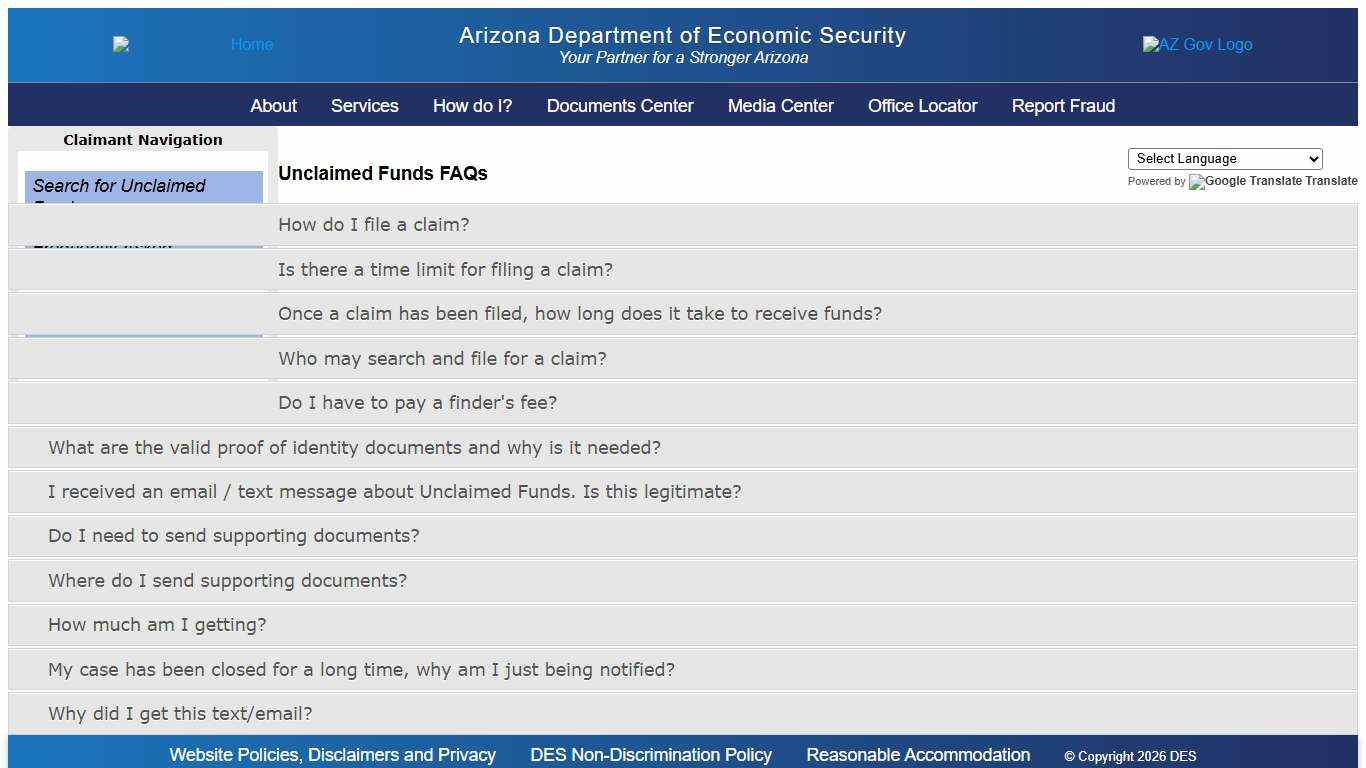 Unclaimed Funds FAQs
